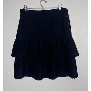 Be My Valentine Women's Tiered Pleated Black Skirt Size 4 Buttons